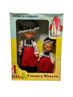 Vintage Doll 2 Country Sisters Box Set Big & Little Sisters France Costumes Hong